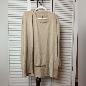 #38 Chico’s light tan long cardigan women’s size 2 Preowned fall winter spring